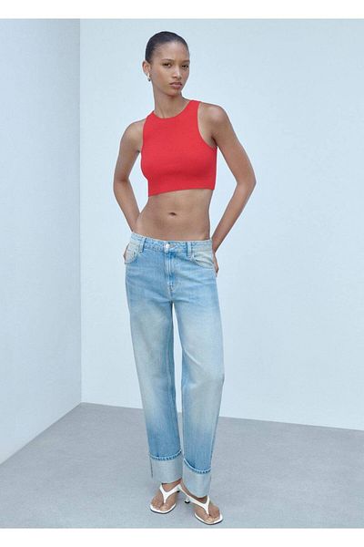 MANGO Woman Krótka bluzka z dzianiny