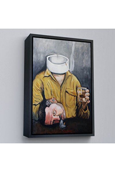 Limitless Man Smoking at a Wooden Framed Bar Table Painting-7902