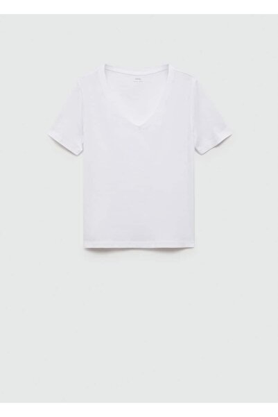 MANGO Woman Βαμβακερό κοντομάνικο μπλουζάκι