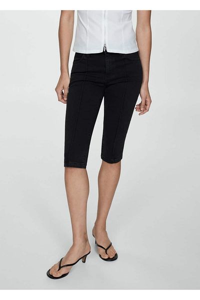 MANGO Woman Slim Capri Jeans with Decorative Stitching