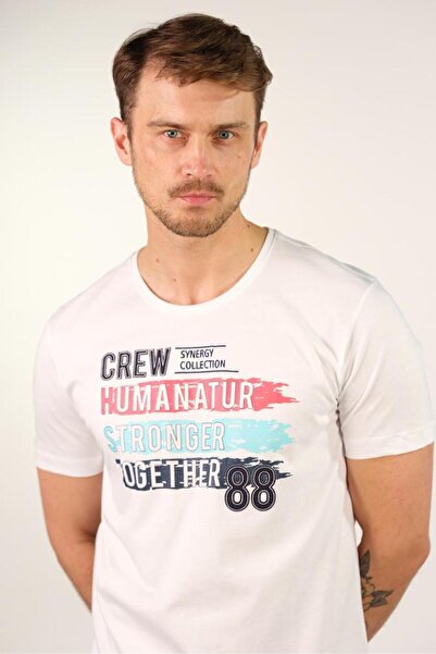 Arma Чоловічий білий футболка великого розміру з велосипедним коміром Y22374868101