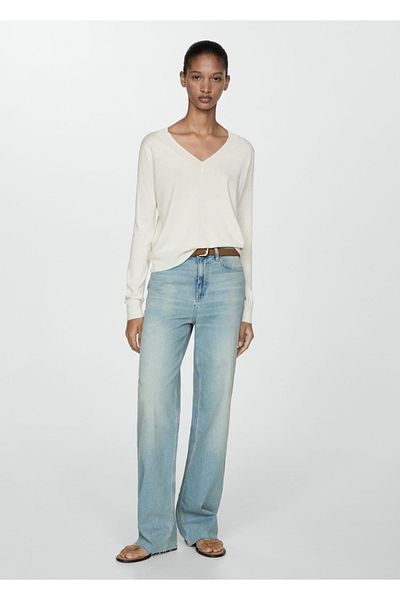 MANGO Woman V-neck thin knitwear sweater