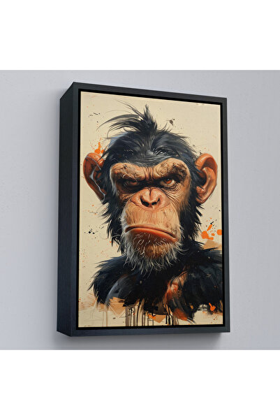 Oxyteez Pictură cu maimuță iritată cu cadru din lemn-7897