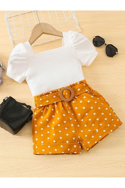KOKOŞ BEBEK PolKa Dot Shorts Set for Girls