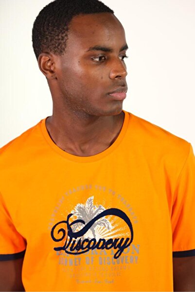 Arma Чоловіча помаранчева футболка великого розміру з велосипедним коміром Y22374868201