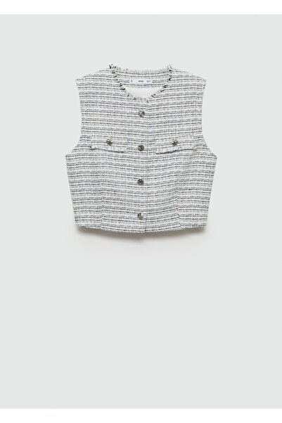 MANGO Woman Κοντή μπλούζα τουίντ