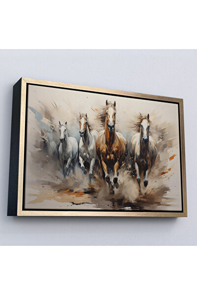 Oxyteez Tablou de cai alergate cu rame din lemn-7261