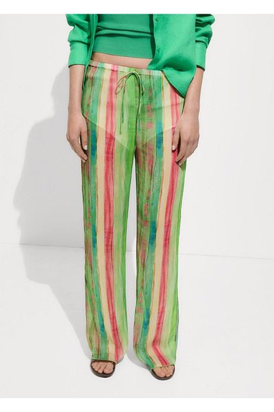 MANGO Woman Pantaloni cu imprimeu semitransparent