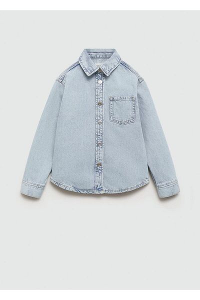 MANGO Kids Cămașă din denim cu buzunare