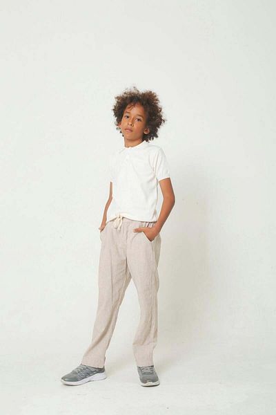 Ugly Duck Beige Linen Trousers for Boys Ages 06-16