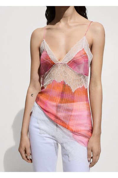 MANGO Woman Bluza din dantela cu model