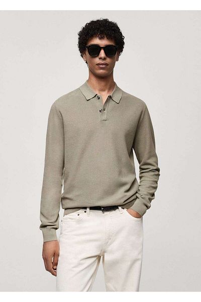 MANGO Man Tricou polo cu mânecă lungă