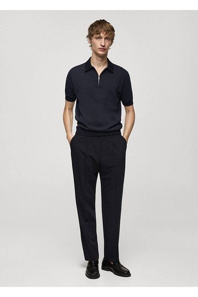 MANGO Man Baumwollgeflochtenes Polo mit Reißverschluss