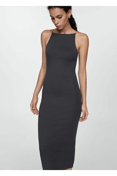 MANGO Woman Rochie slim cu decolteu