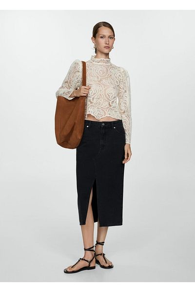 MANGO Woman Midi Denim Skirt