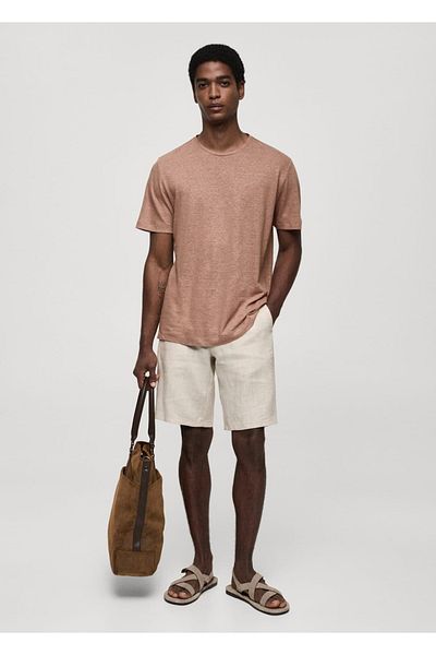 MANGO Man Regular Fit Linen T-Shirt