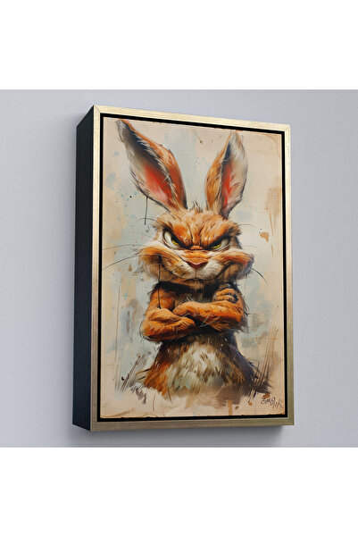 Oxyteez Tablou de iepure iritat cu rama din lemn-7785