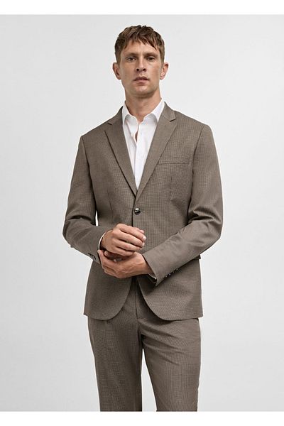 MANGO Man Molded Herringbone Super Slim Fit Blazer Jacket
