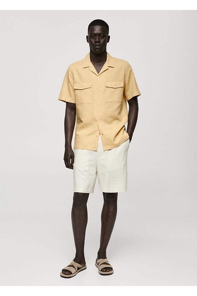 MANGO Man Regular-Cut Linen Cotton Shirt