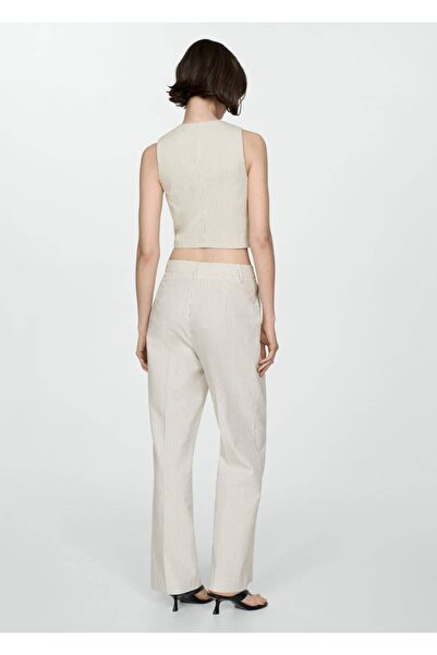 MANGO Woman Düz çizgili pantolon