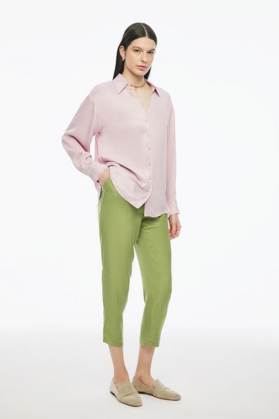 Perspective Clarys V-Neck Pink Women's Shirt - Regular Fit, Fitted Sleeve