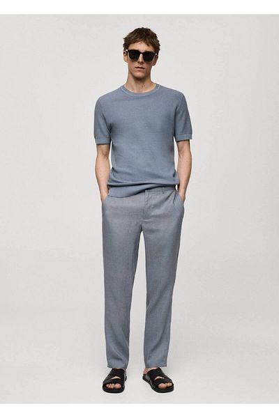 MANGO Man Kalhoty ze 100% lnu slim fit