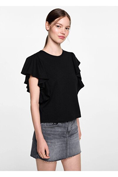 Mango Teen Fırfırlı Pamuklu Tişört