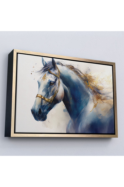 Home Tablou de cal alb cu detaliu auriu cu rama din lemn-7278