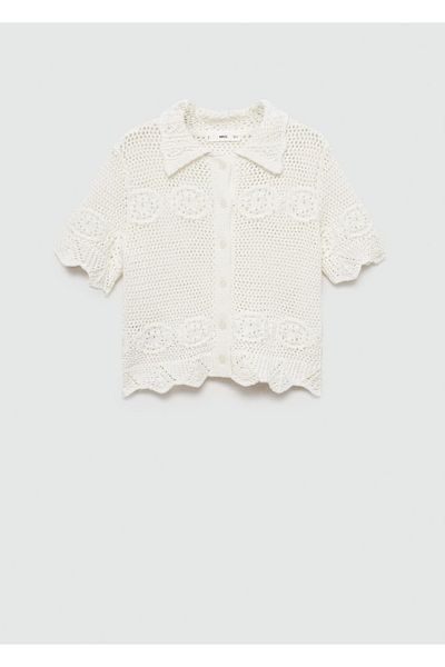 MANGO Woman Cardigan din tricot croșetat