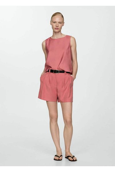 MANGO Woman Cuffed, mid-waisted shorts