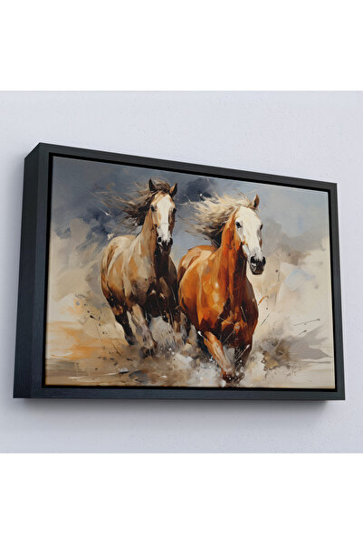 Oxyteez Tablou de cai alergați cu rame din lemn-7276