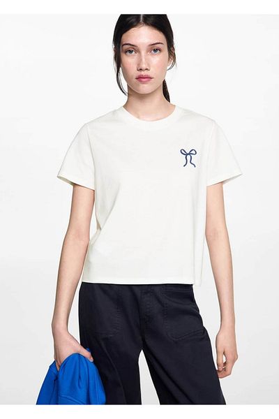 Mango Teen Tricou din bumbac cu fundita