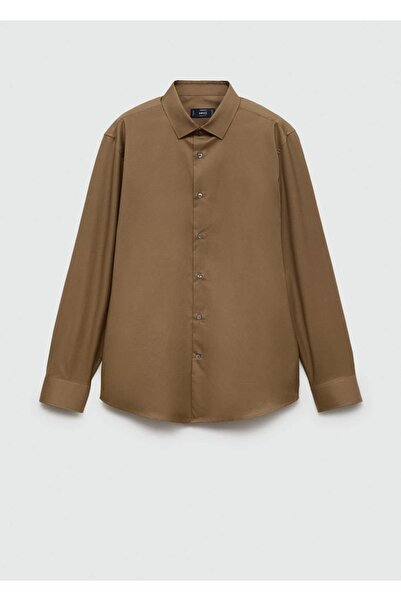 MANGO Man Regular Kesim %100 Pamuklu Fitilli Gömlek