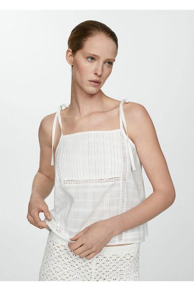 MANGO Woman Bluza din bumbac brodata