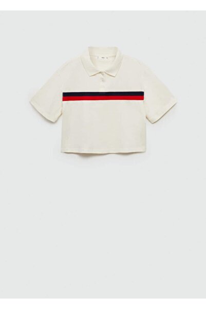 MANGO Woman Crop Polo Shirt - Λεπτομέρεια ρίγας