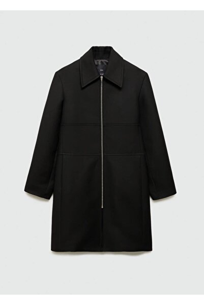 MANGO Woman Přímý kabát na zip