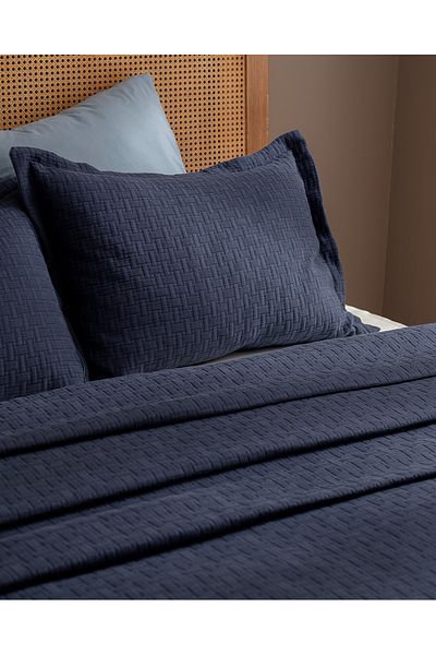 Madame Coco Berthe Double Bedspread - Navy Blue