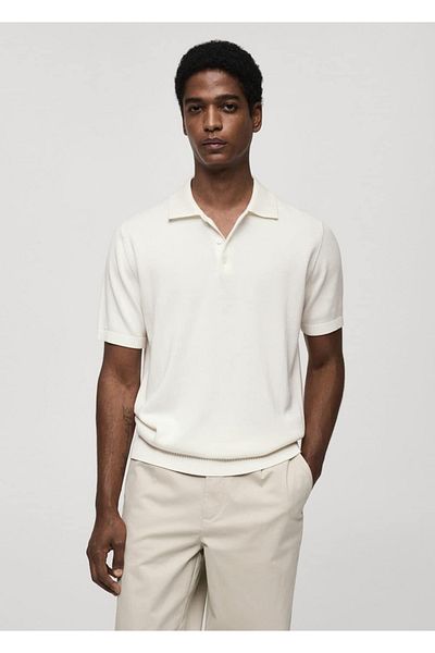 MANGO Man Tricou polo subțire din bumbac