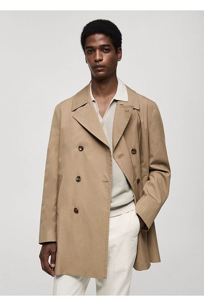 MANGO Man Kurzer Trenchcoat aus Baumwolle