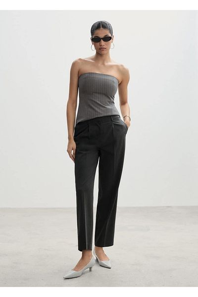 MANGO Woman Pleated Straight Cut Trousers