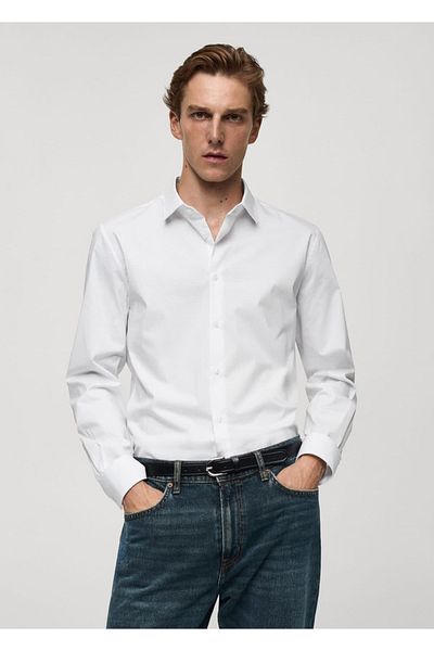MANGO Man Regular Cut Stretch-Baumwollhemd