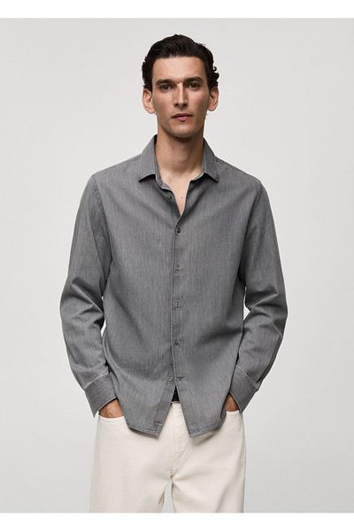 MANGO Man Cămașă din bumbac Chambray cu ajustare normală
