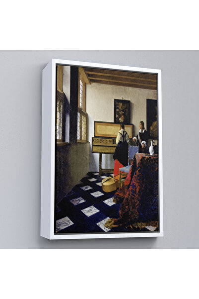 Oxyteez Johannes Vermeer cu cadru din lemn - Tablou de lecție de muzică - Lec...