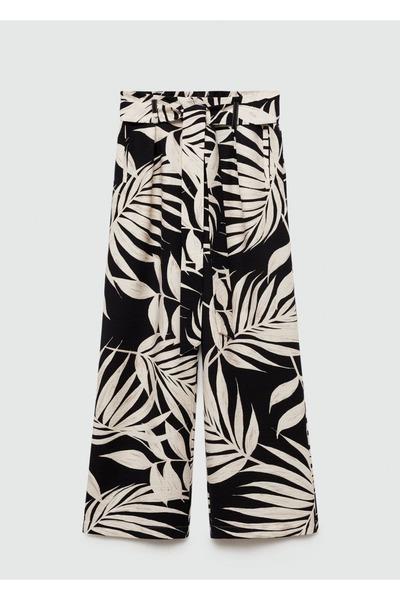 MANGO Woman Desenli fiyonklu pantolon
