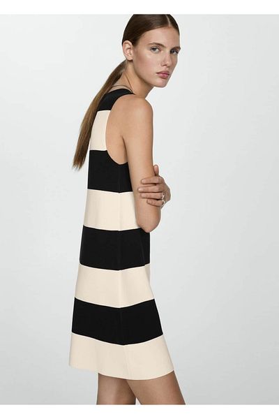 MANGO Woman Striped Knitwear Short Dress