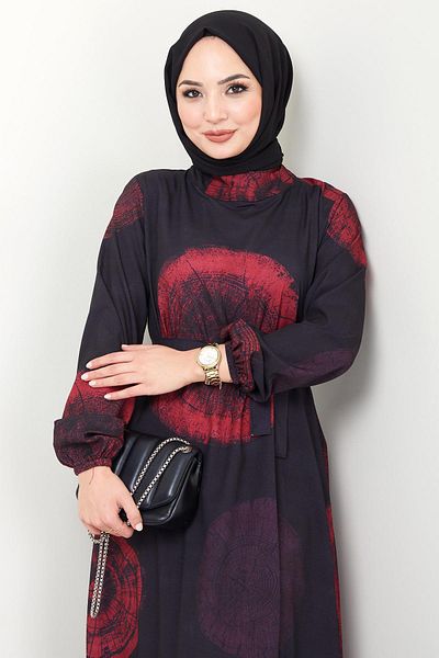 hafsamina Φόρεμα Claret Red Spruce Digital Printed - HM2440