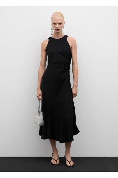 MANGO Woman Drape Detailed Midi Dress
