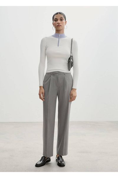 MANGO Woman Straight Cut Trousers with Pens