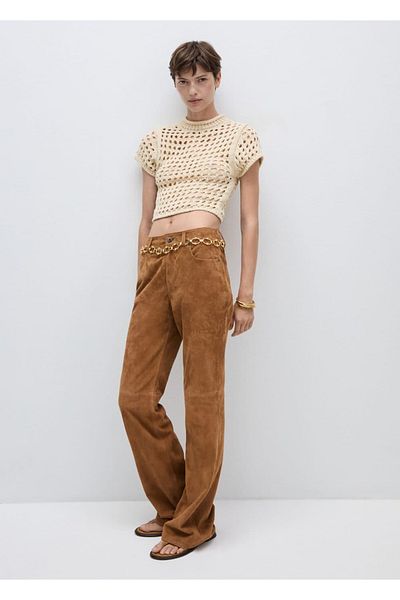 MANGO Woman Short-sleeved perforated sweater