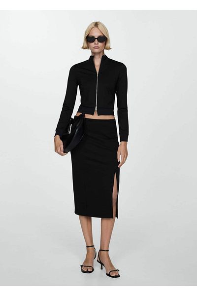 MANGO Woman Double Zippered Fitted Jacket
